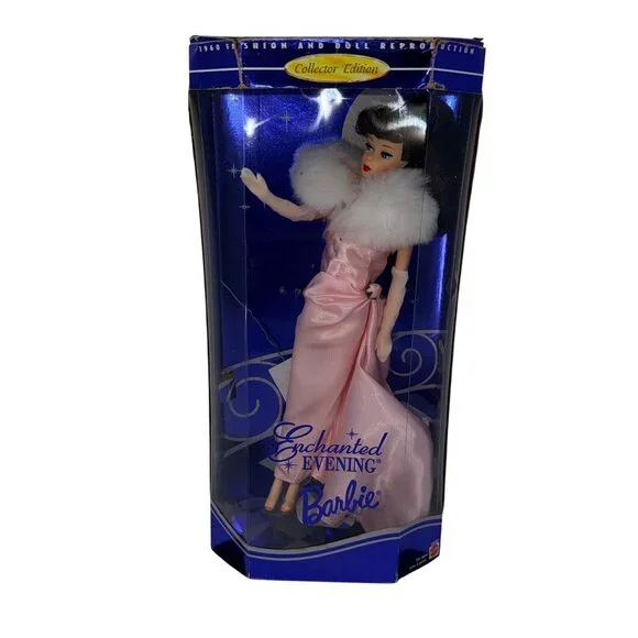 Vintage 1995 Enchanted Evening Barbie Doll #15407 in Pink Satin Gown & Fur Stole - Picture 2 of 10